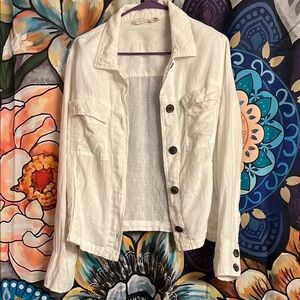Nicole Miller White Linen Jacket Timeless Style